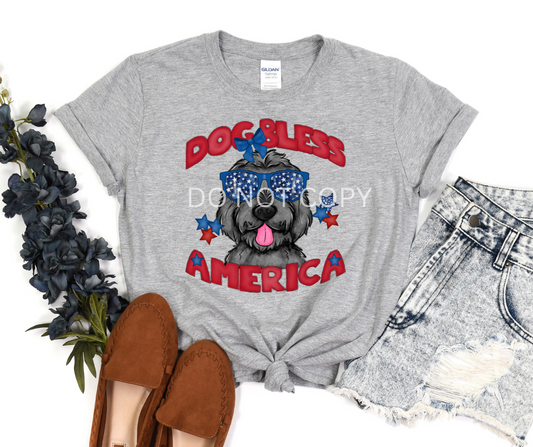 Dog Bless America Black Doodle-DTF