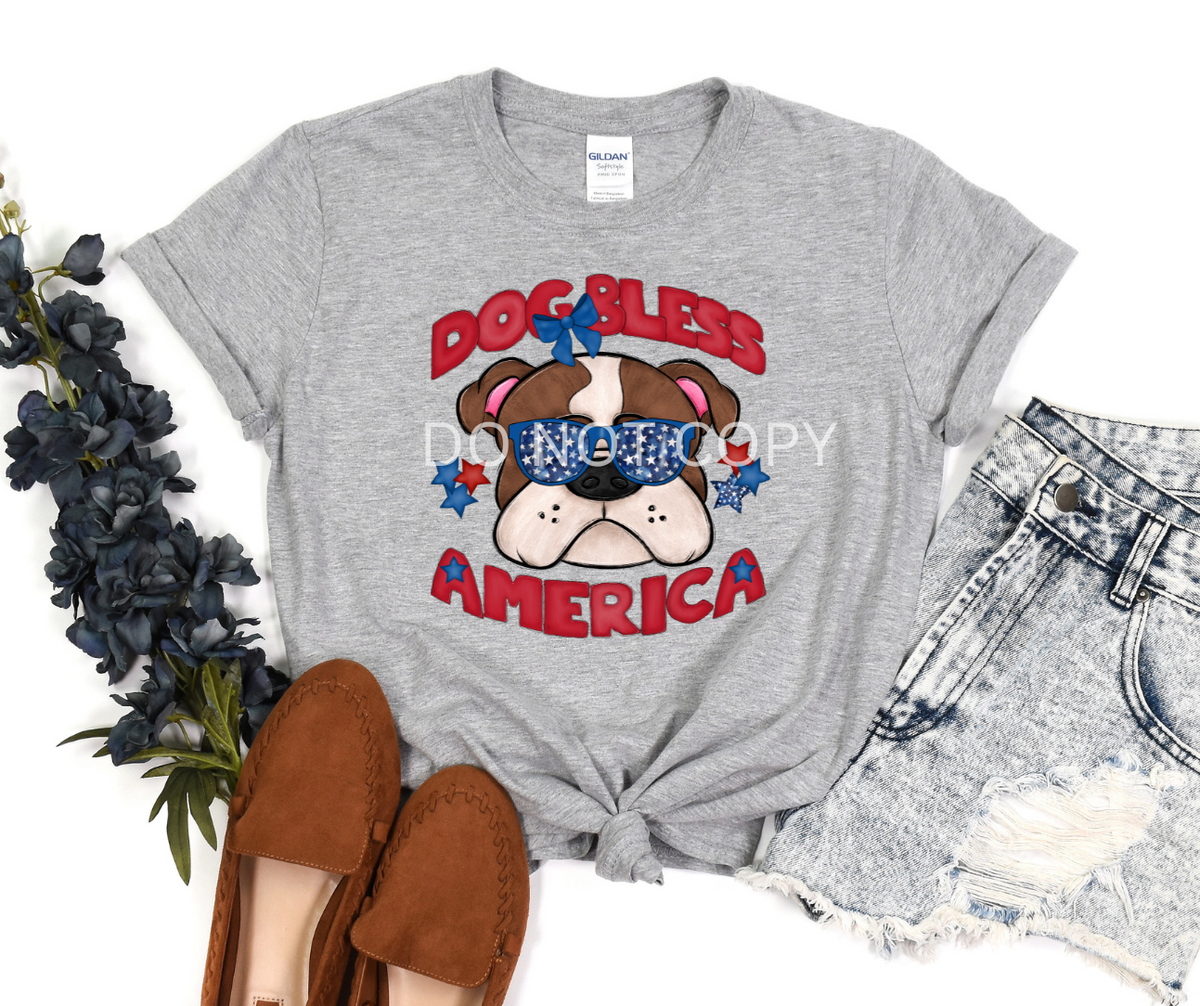 Dog Bless America Bulldog-DTF