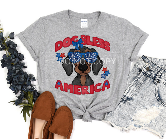 Dog Bless America Dachshund- DTF