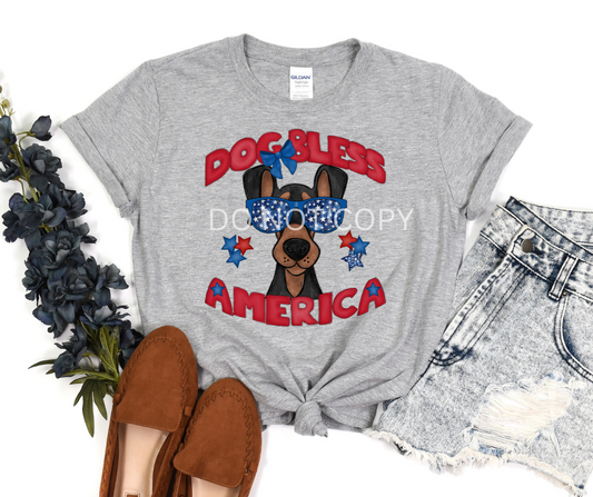 Dog Bless America Doberman-DTF