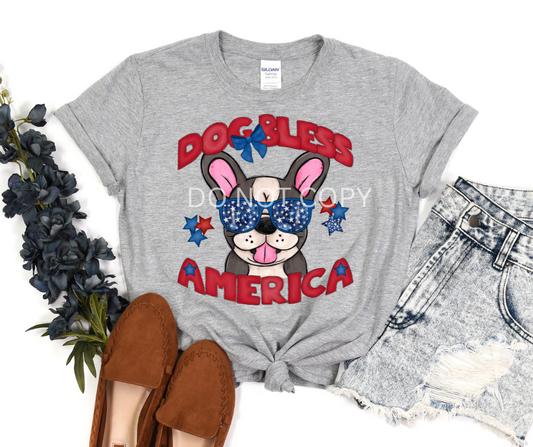 Dog Bless America Frenchie-DTF
