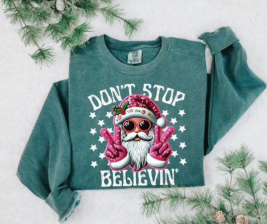 Don't Stop believin white font-DTF