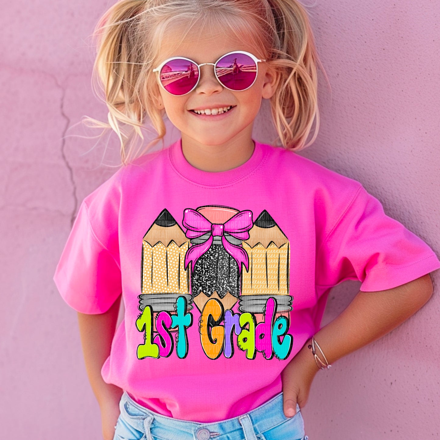 Girl Doodle Pencil back to school (DROPDOWN) -DTF&UV