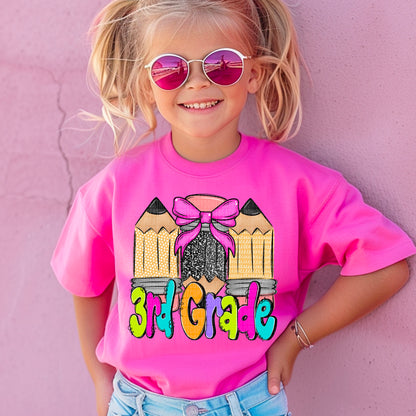 Girl Doodle Pencil back to school (DROPDOWN) -DTF&UV