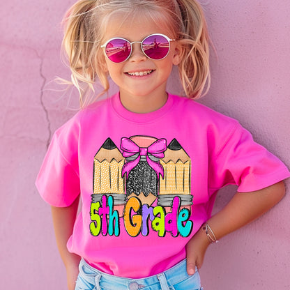 Girl Doodle Pencil back to school (DROPDOWN) -DTF&UV