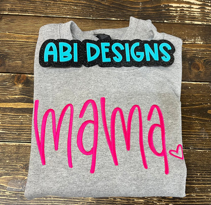 Mama with heart Embroidered Sweatshirt(option to add names to sleeves)