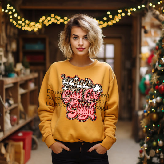 Sleigh girl sleigh white reindeer-DTF
