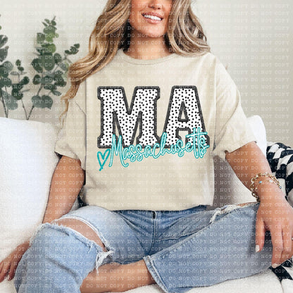 Polka Dotted Faux Embroidery States (ALL STATES)-DTF