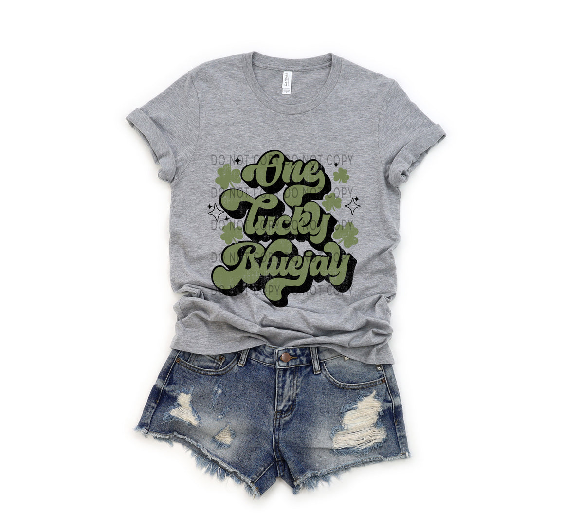 One Lucky Bluejay Distressed DTF