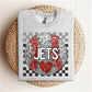 Baseball Mascots Faux Embroidery Checkered Sequins -DTF