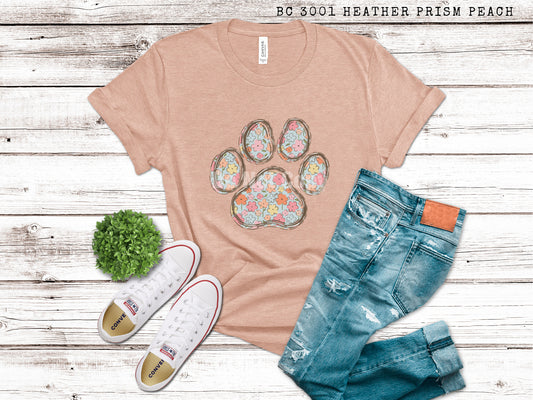 Paw Print Floral Doodle Loo - DTF