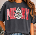 Red Gingham Merry with tree- DTF