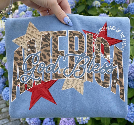 God Bless America Leopard -DTF&UV