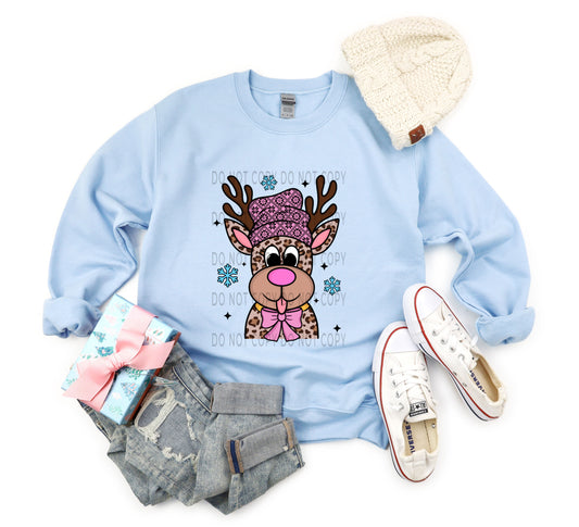Reindeer Pink Beanie - DTF