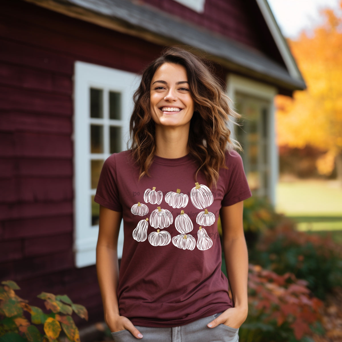 White lined gold tops pumpkins- DTF&UV