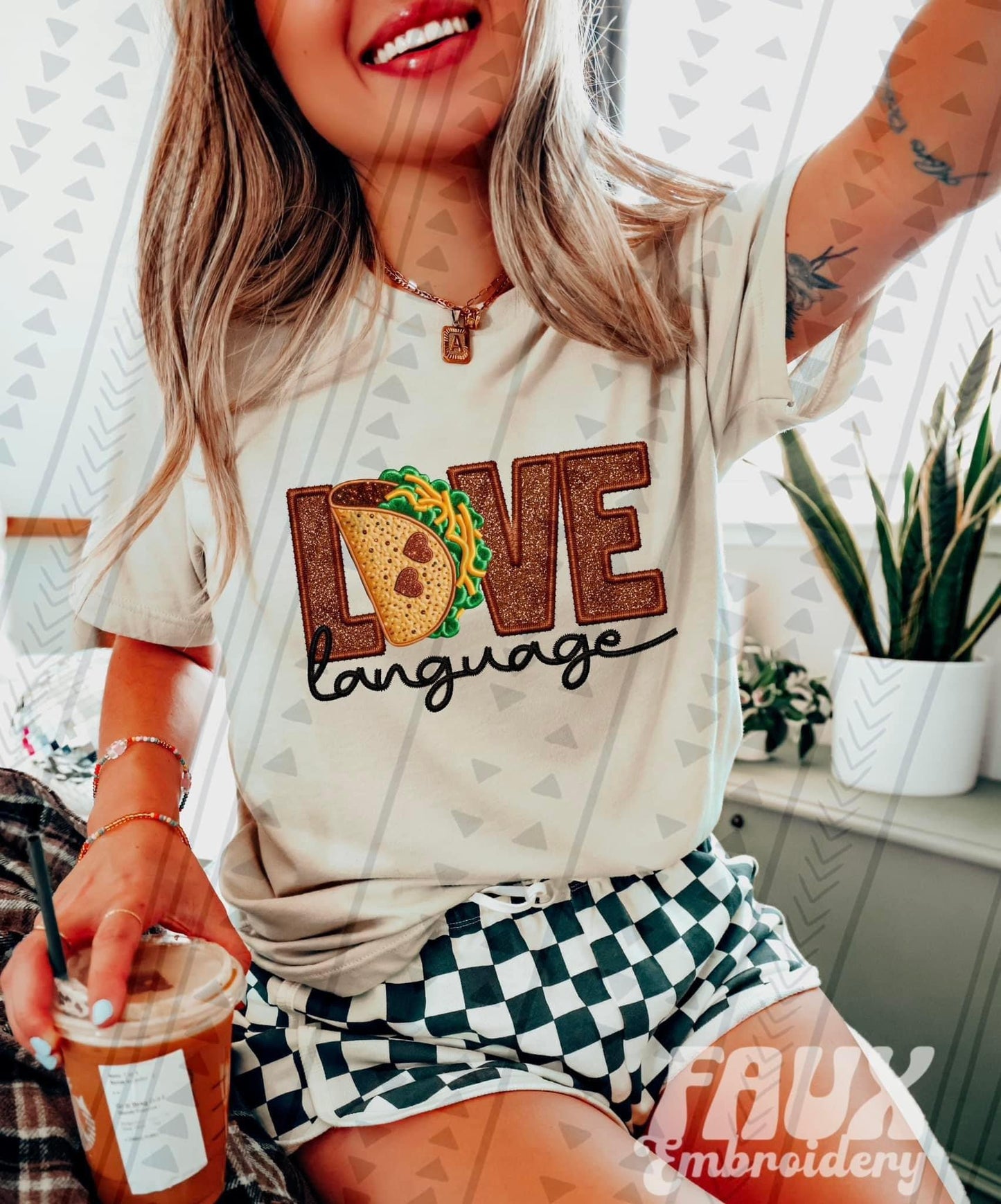 Love Language Taco Faux Embroidery - DTF