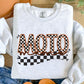 Motto Mama Orange Checkered Faux Embroidery DTF