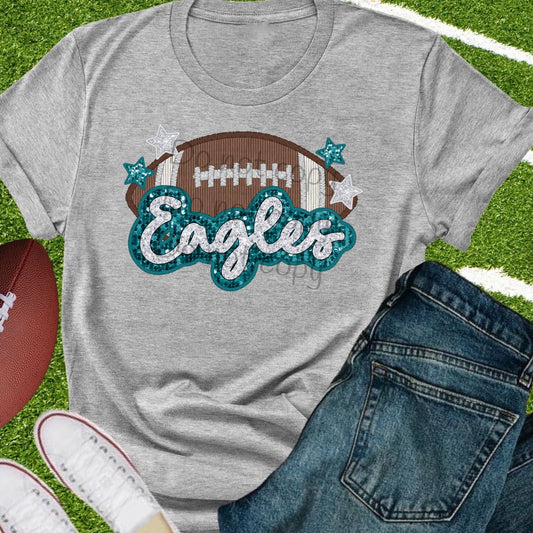 Eagles stars sequin football-DTF