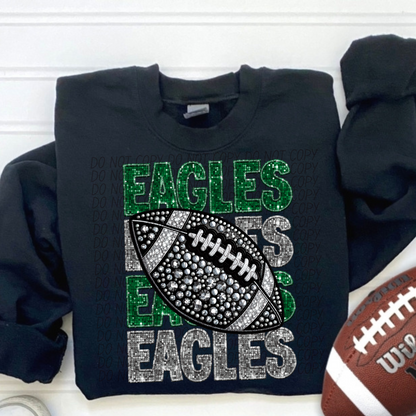 Football Stacked Mascots faux sequin (ALL MASCOTS LISTED IN THIS LISTING-DROPDOWN)-DTF