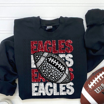 Football Stacked Mascots faux sequin (ALL MASCOTS LISTED IN THIS LISTING-DROPDOWN)-DTF