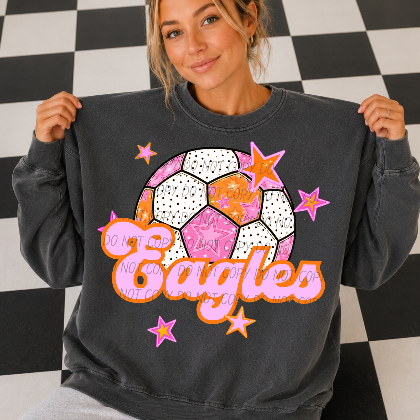 Soccer Pink Orange Stars Mascot (Dropdown)- DTF&UV