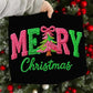 Merry Christmas Pink & Green faux knit stitch-DTF&UV