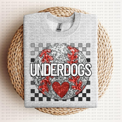 Baseball Mascots Faux Embroidery Checkered Sequins -DTF