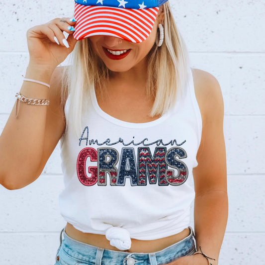 American Grams Faux Embroidery Sequin - DTF