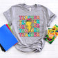 Teacher stacked multi colored with pencil bolt-DTF
