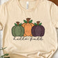 Hello fall 3 pumpkins left green-DTF