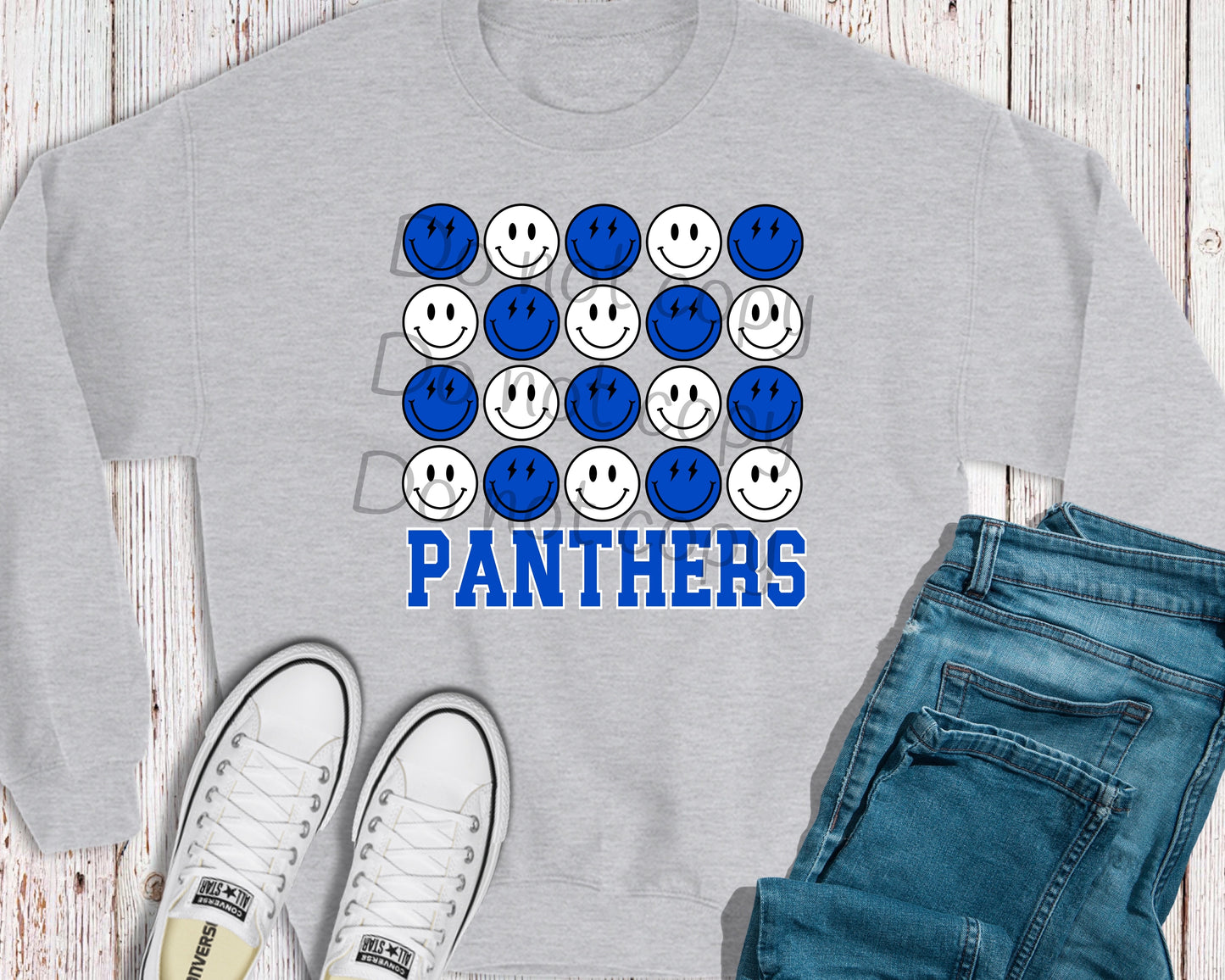 Panthers blue smiley-DTF