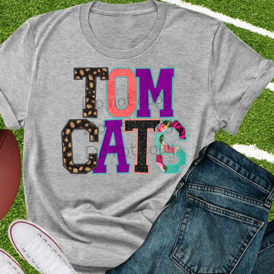 Tomcats faux appliqué words-DTF