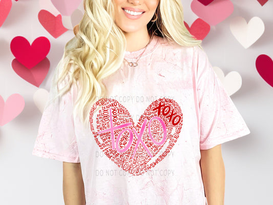 XOXO Heart Repeated Pink DTF