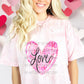 Love Heart Repeated Pink And Blk DTF