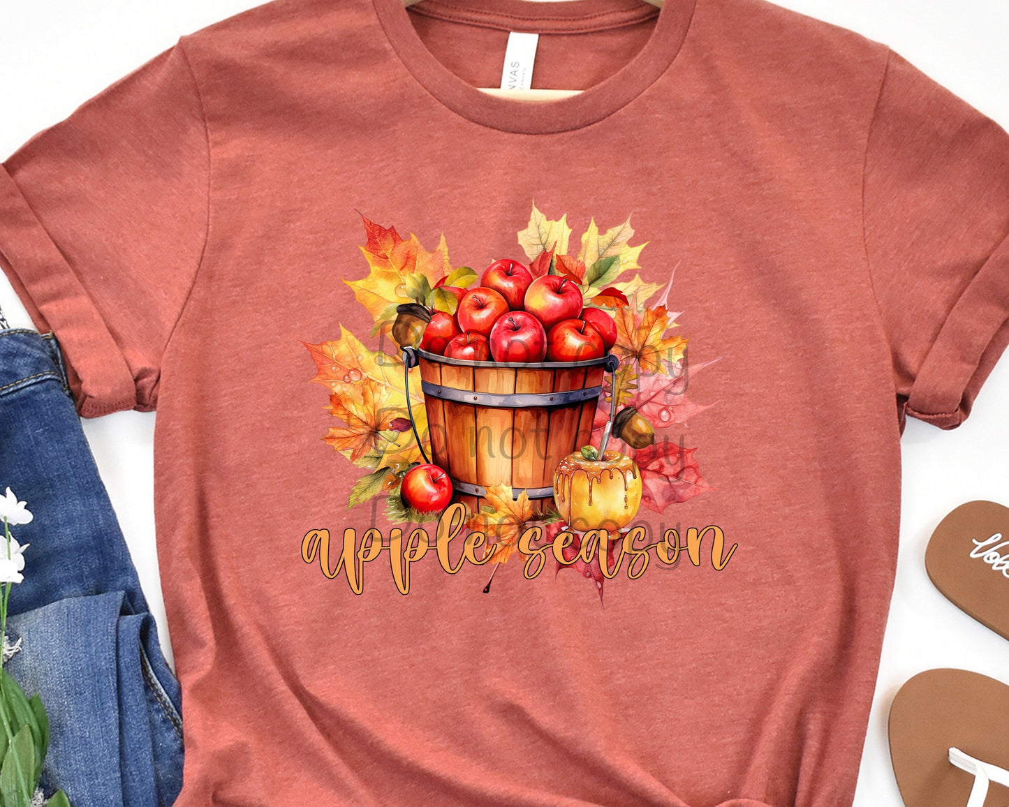 Apple season wooden bucket-DTF