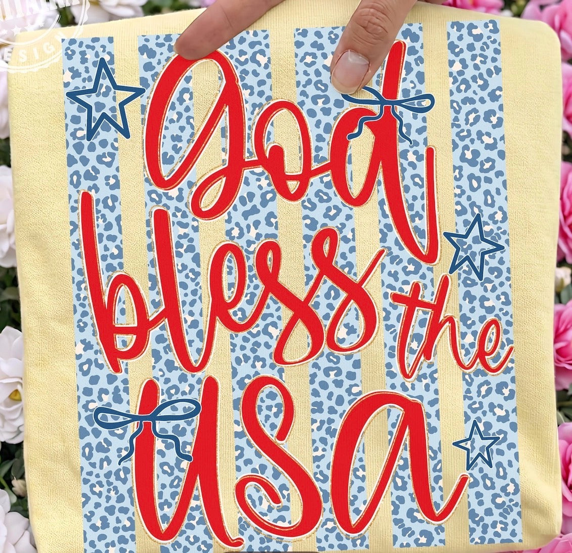 God Bless the USA blue leopard stripes-DTF&UV