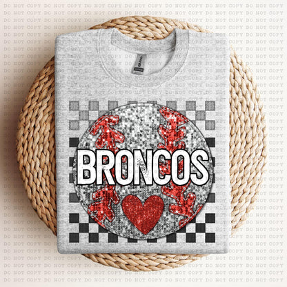 Baseball Mascots Faux Embroidery Checkered Sequins -DTF