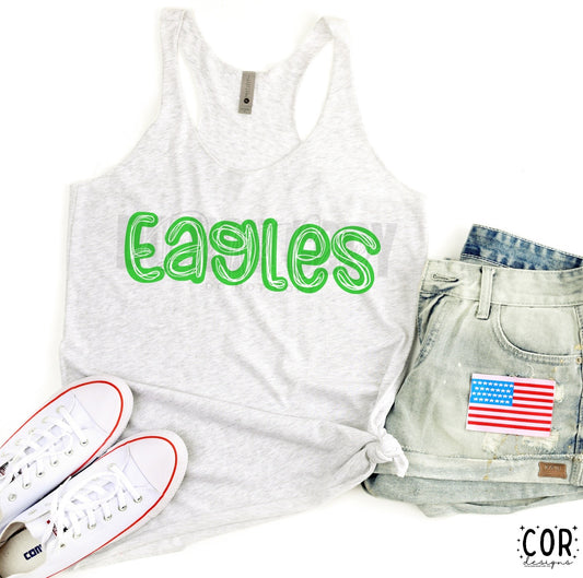 Eagles Green W Wht - DTF