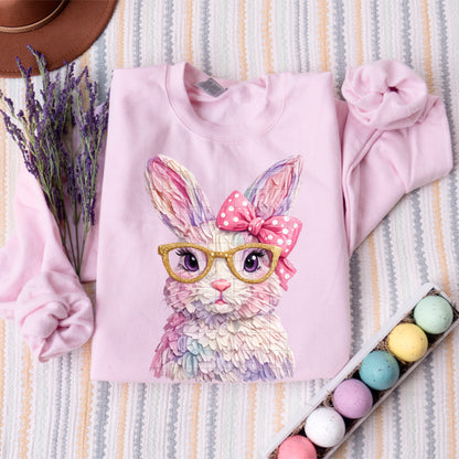 Easter Bunny pink purple with bow- DTF&UV
