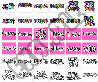 Mascots (ALL 105 MASCOTS in this listing)-DTF