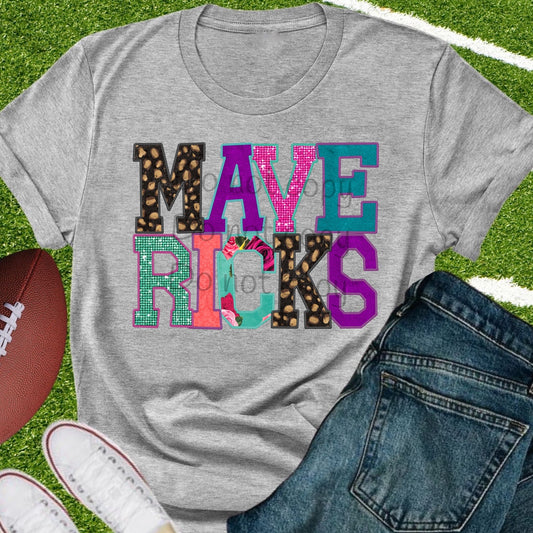 Mavericks faux appliqué words-DTF