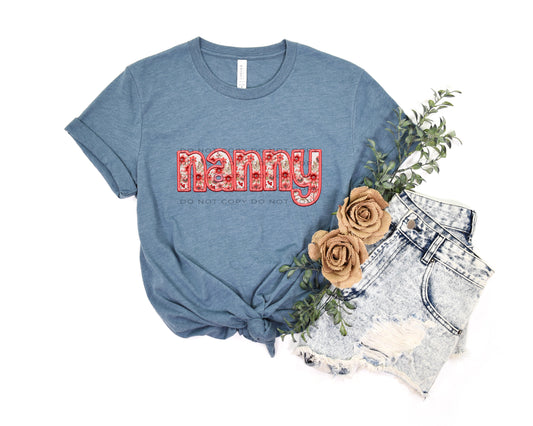 Nanny Floral Faux Embroidery DTF