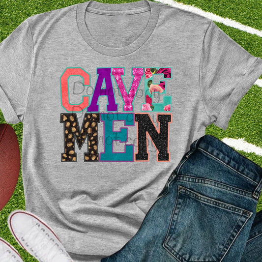 Cavemen faux appliqué words-DTF