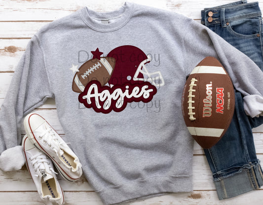 Aggies football stitched-DTF