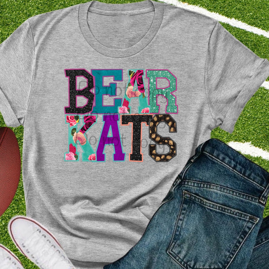 Bearkats faux appliqué words-DTF
