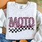 Motto Mama Pink Checkered Faux Embroidery DTF