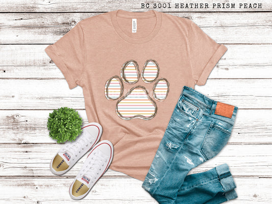 Striped Paw Print Doodle Loo - DTF