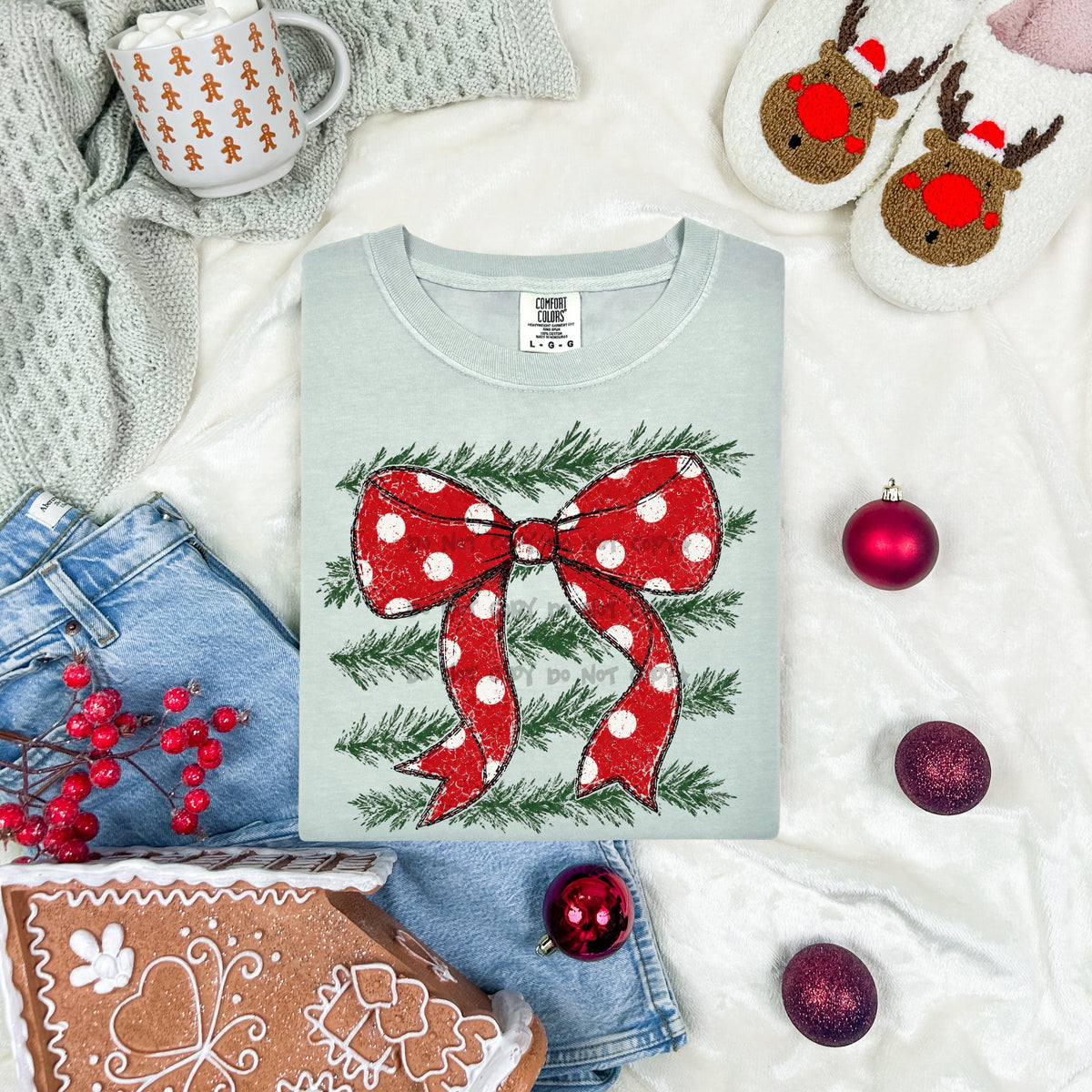 Red polka dot bow- DTF&UV