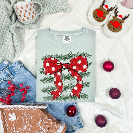 Red polka dot bow- DTF DEAL