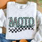 Motto Mama Blue Checkered Faux Embroidery DTF